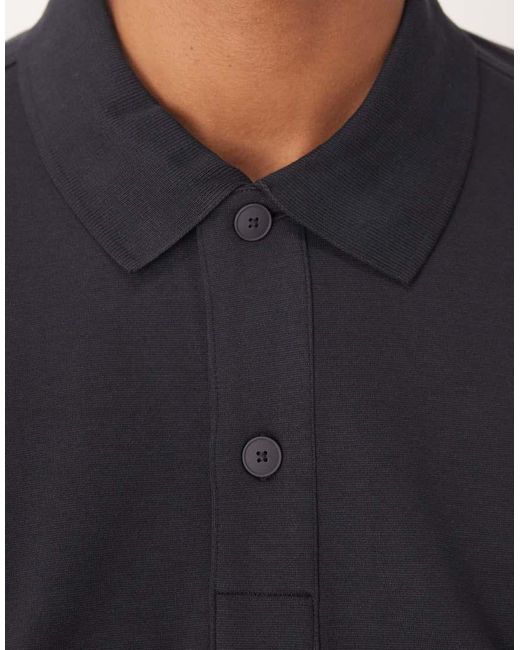 Mango Blue Cotton Mix Polo Top for men