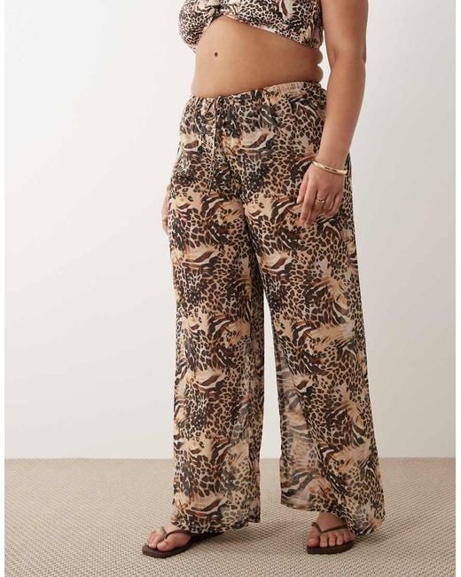 South Beach Brown Wide Leg Beach Pants