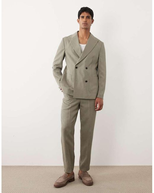 ASOS Natural Double Breasted Regular Suit Blazer for men
