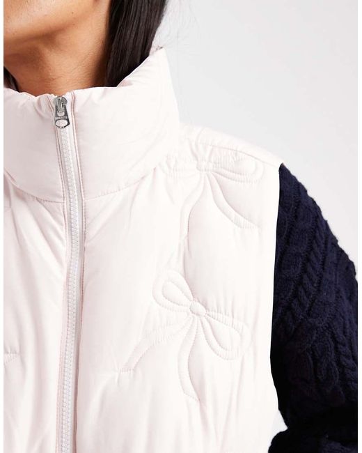 Hollister Blue Nylon Puffer Gilet With Bow Pattern