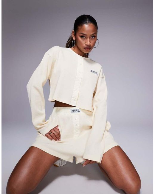ASOS Yellow Weekend Collective Co-ord Waffle Shorts With Nylon