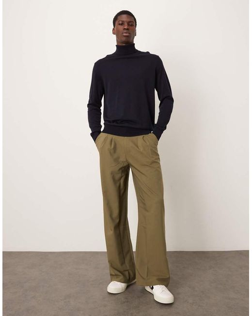 Mango Top Met Col Van 100% Wol in het Blue voor heren