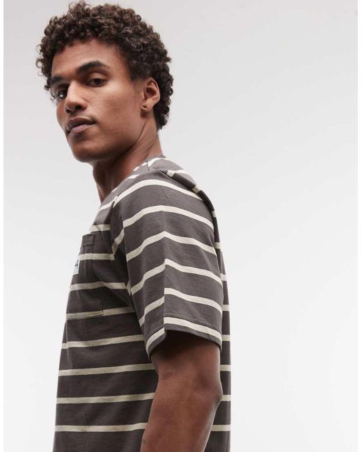 Stan Ray Brown Stripe Short Sleeve Pocket T-shirt for men