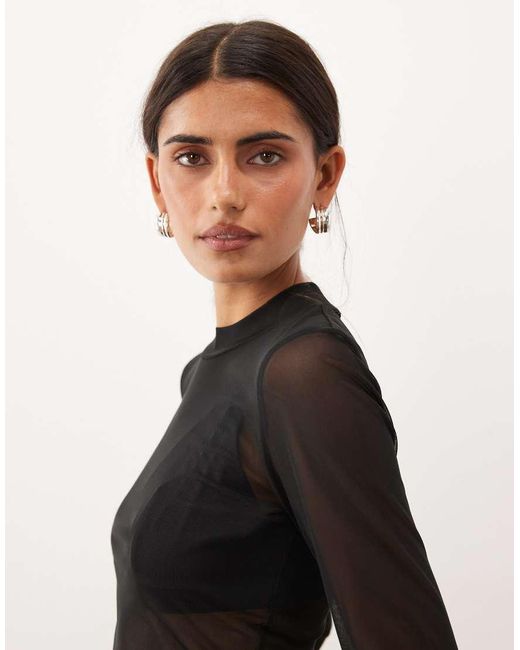 JJ Rebel Black Long Sleeved Mesh Top