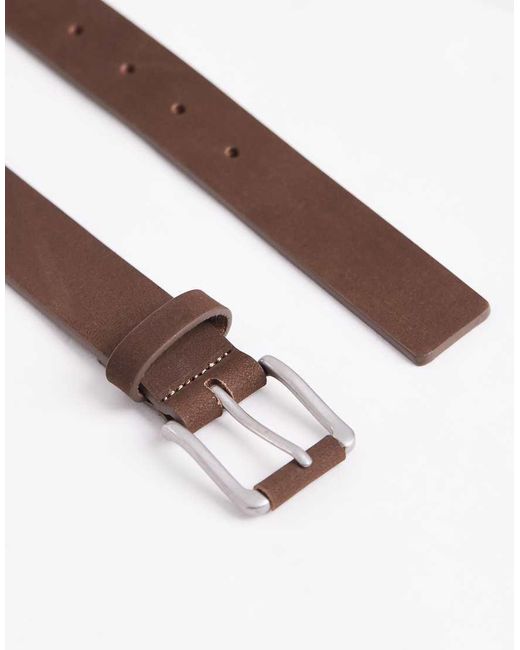 ASOS Purple Premium Nubuck Smart Belt With Wrapped End Silver Buckle for men