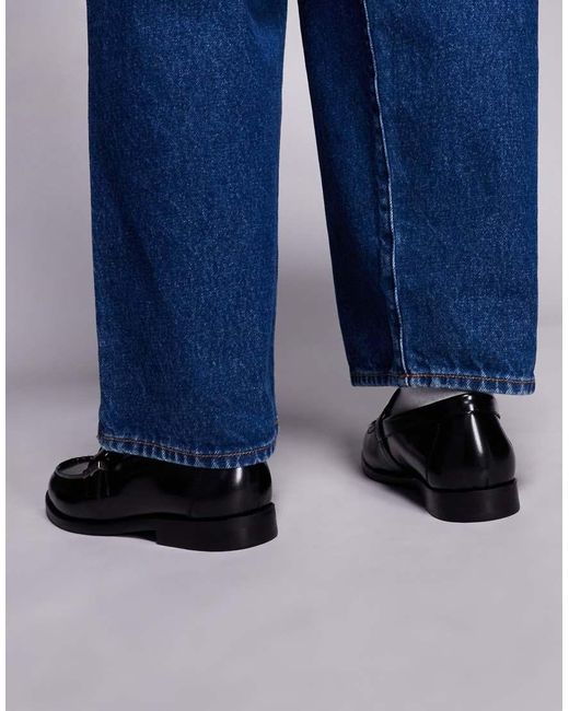 Steve Madden Blue Alcona Buckle Detail Penny Loafers for men