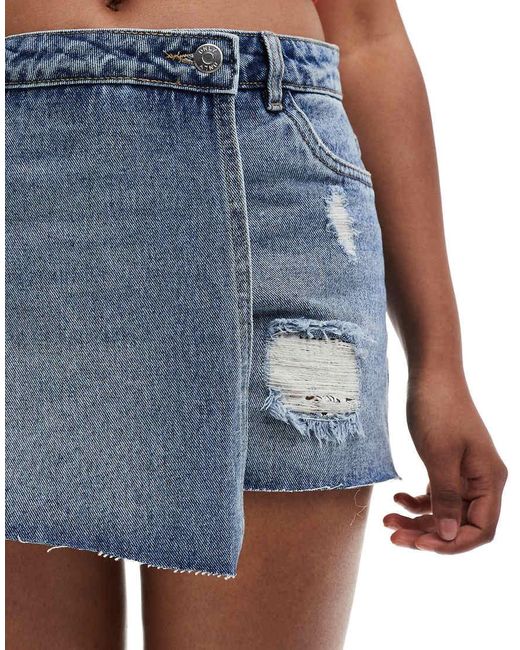 ONLY Blue Distressed Denim Skort