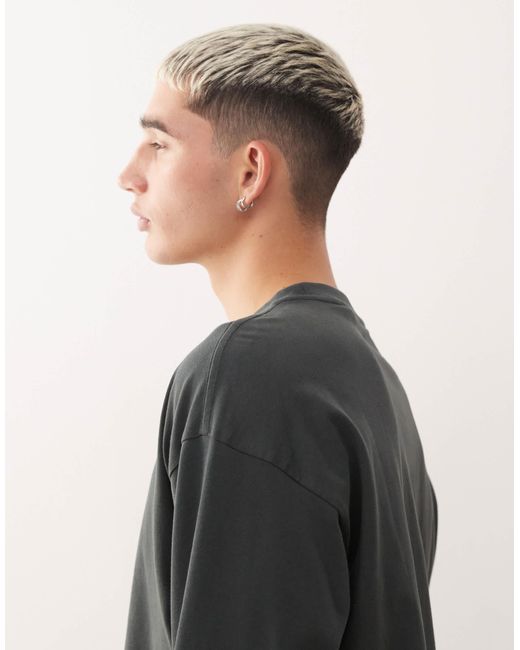 Weekday – kastiges, langärmliges t-shirt in Black für Herren