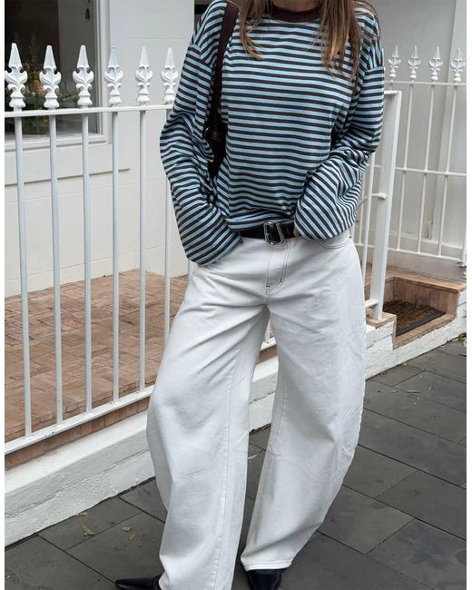 Lioness Natural Horseshoe Contrast Stitch Barrel Leg Jeans