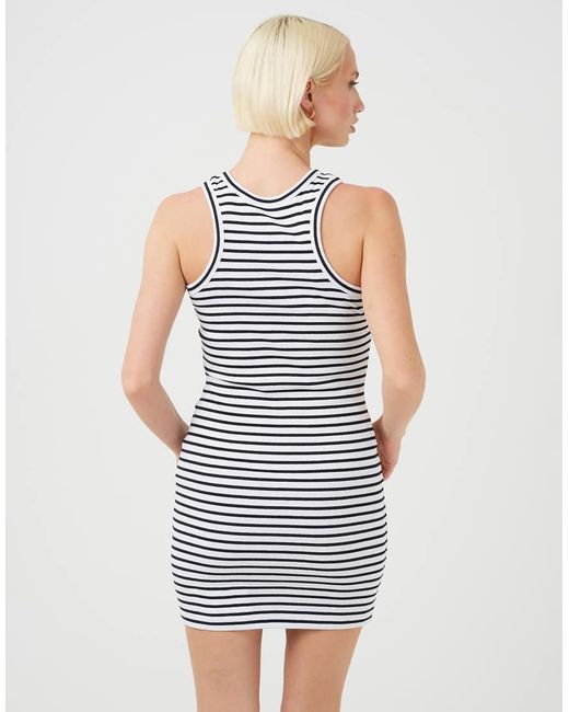 Brave Soul Blue Striped Ribbed Sleeveless Mini Dress
