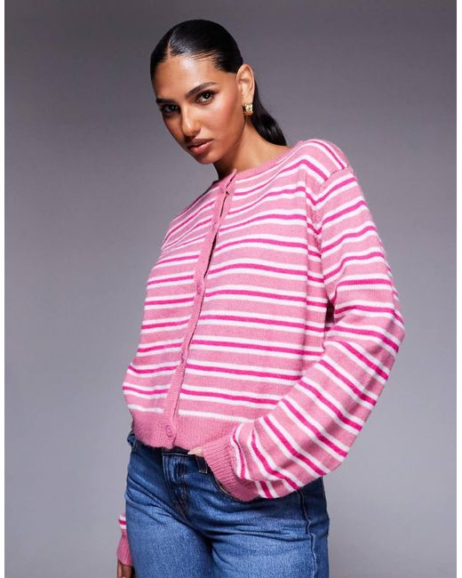 Cárdigan A Rayas Rosas Abotonado Heavenly Dream De Princess Polly de color Pink