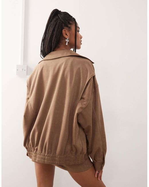 Kenny - bomber en imitation daim avec col - fauve clair Lioness en coloris Brown