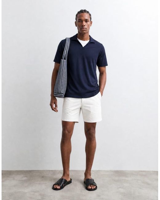 ASOS Blue Heavyweight Regular Fit Notch Polo for men