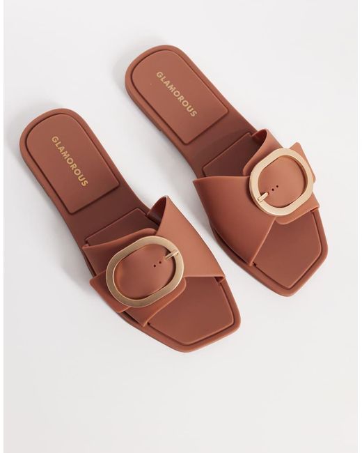 Glamorous Brown Jelly Buckle Sandals