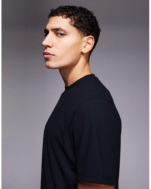 4505 Black Engineered Performance Waffle Running T-shirt With Quick Dry for men