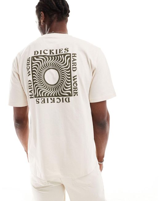 Oatfield - t-shirt a maniche corte crema con stampa sul retro di Dickies in Natural