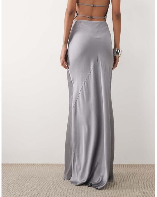 Mango Metallic Satin Maxi Skirt Co-ord