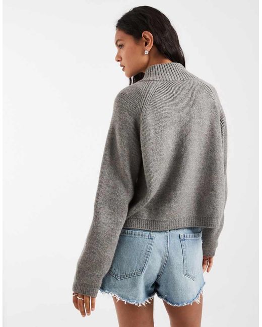 Free People Gray On It Half Zip Sweater