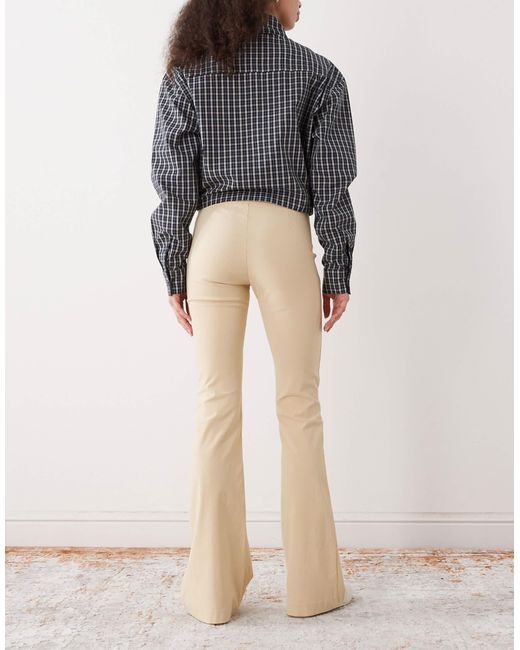 Monki Natural Flared Tailored Trouser