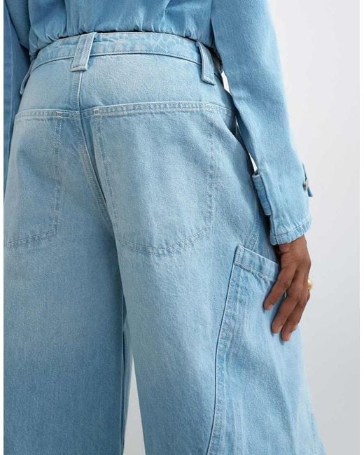 TOPSHOP Blue High Rise Utility Barrel Jeans