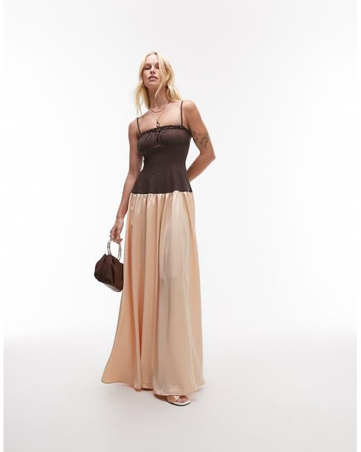 WeWoreWhat Natural Ruffle Corset Maxi Dress