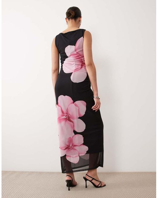 Mama.licious Pink Mamalicious Maternity Sleeveless Mesh Midi Dress
