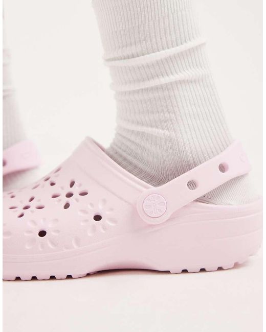 CROCSTM Pink Classic Floral Cut Out Clogs
