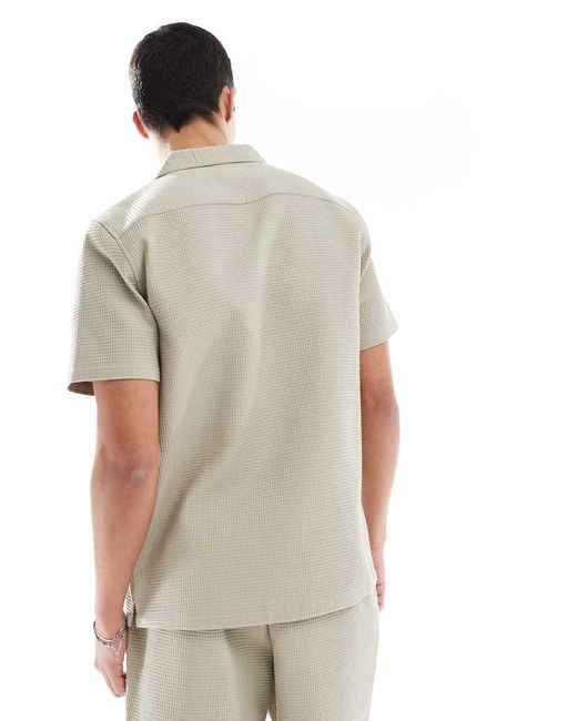 Camisa De Punto Gofrado De (Parte De Un Conjunto)-Neutro New Look de hombre de color White