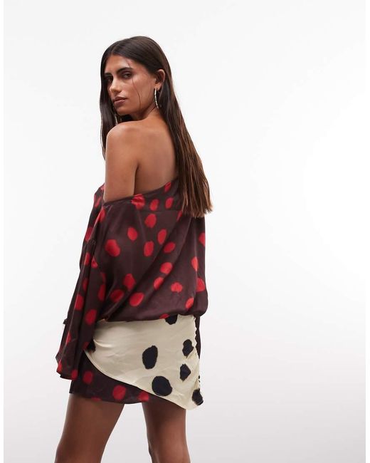 ASOS Red Off Shoulder Blousant Mini Dress