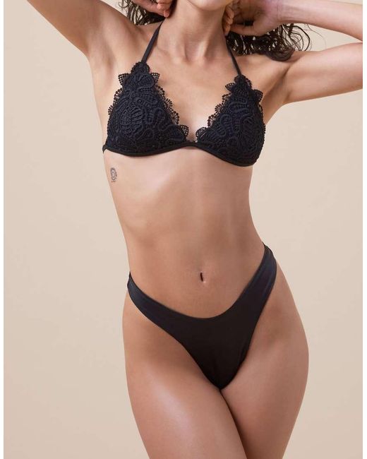 Calzedonia Natural Brazilian Bikini Bottoms Romantic Lace