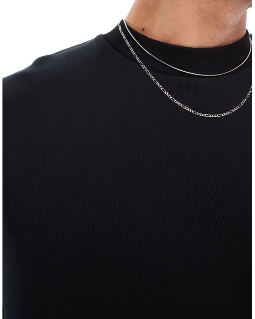 ASOS – kurzärmliges, schweres oversize-sweatshirt in Black für Herren