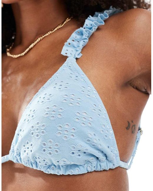 Miss Selfridge White Ruffle Strap Triangle Bikini Top