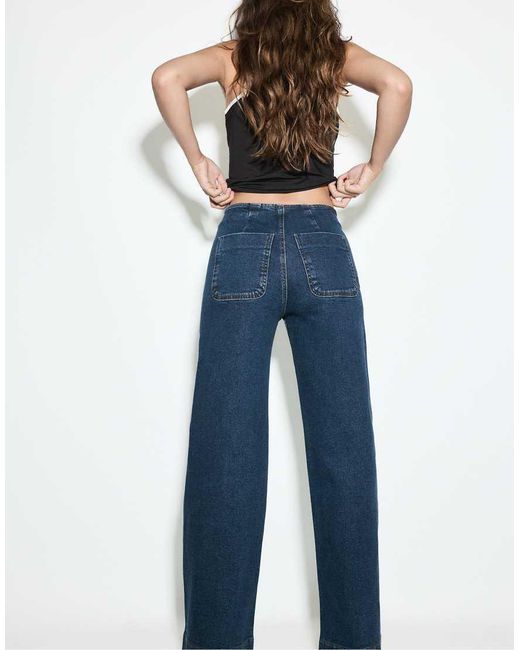 Stradivarius Blue Petite D77 Minimalist Jeans With Pockets