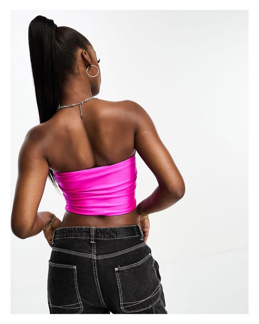 ASOS Disco Bandeau Tube Top in Pink | Lyst