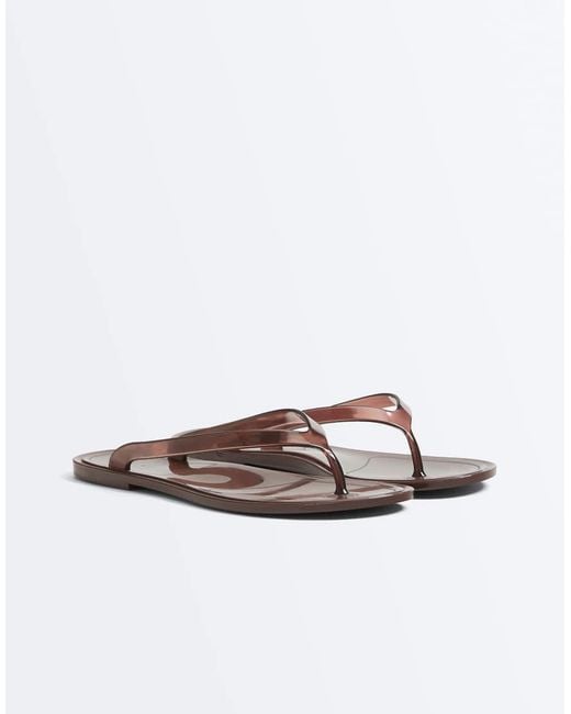 Oysho White Translucent Effect Beachwear Flip Flops