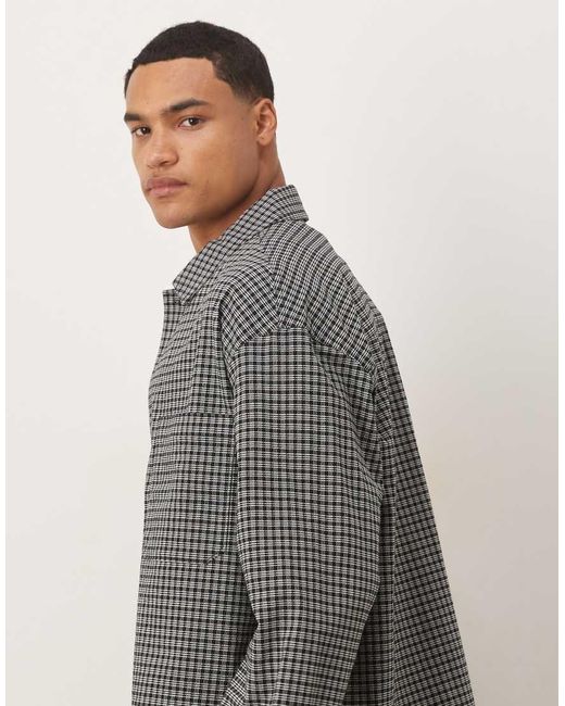 ARKET Gray Cotton Rich Seersucker Relaxed Overshirt for men