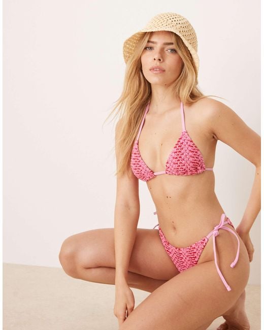 Mango Pink – gestricktes triangel-bikinioberteil