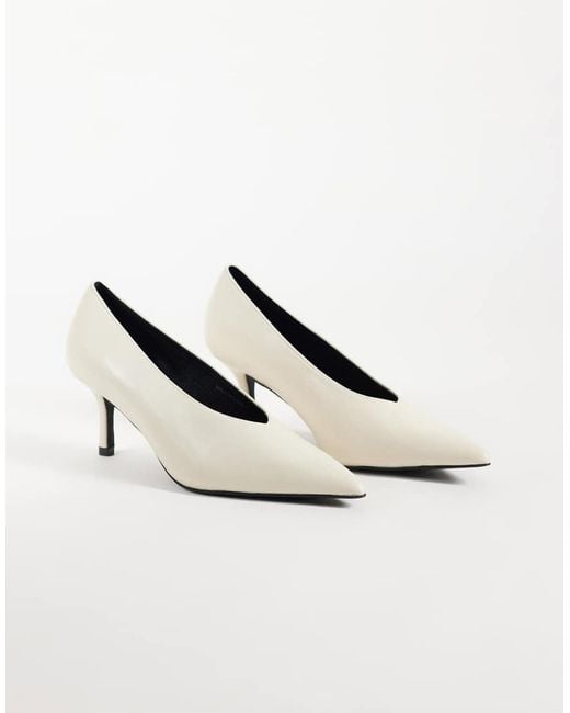Public Desire White Solaire Heeled Court Shoes