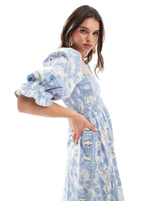 Object Blue – hänger-midikleid