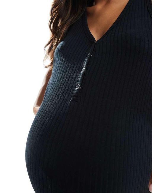 Mama.licious Black Mamalicious Maternity Sleeveless Nightdress With Nursing Function