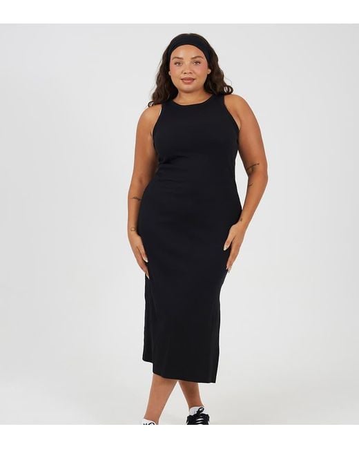 Brave Soul Black Curve Crew Neck Bodycon Midi Dress