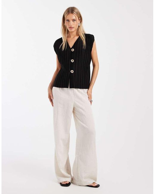 River Island Black Plisse Waistcoat