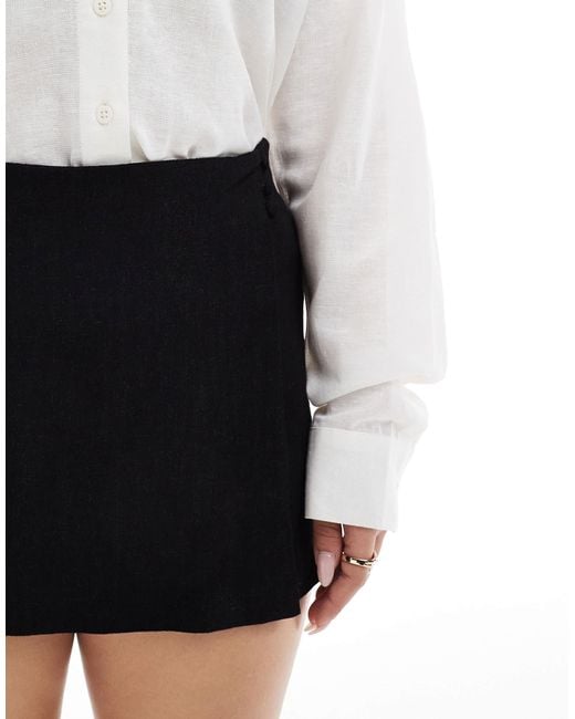 ASOS White Linen Look Wrap Skort
