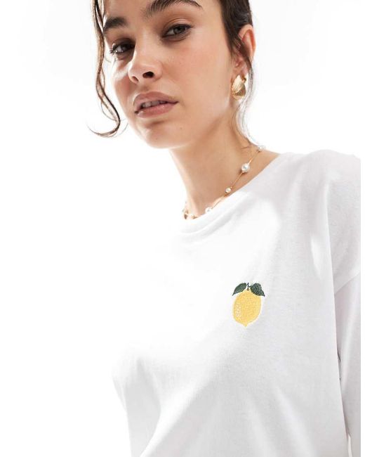 JJXX Oversized T-Shirt Met Citroenprint Op De Achterkant in het Blue