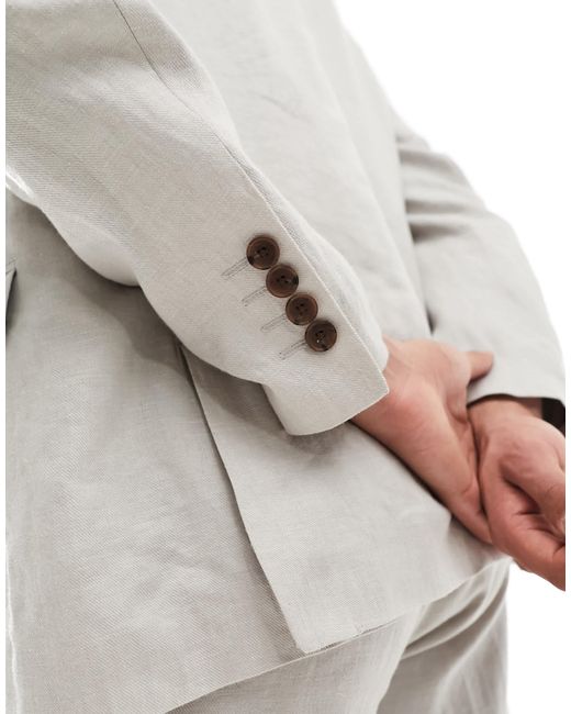 SELECTED White Linen Mix Suit Jacket for men