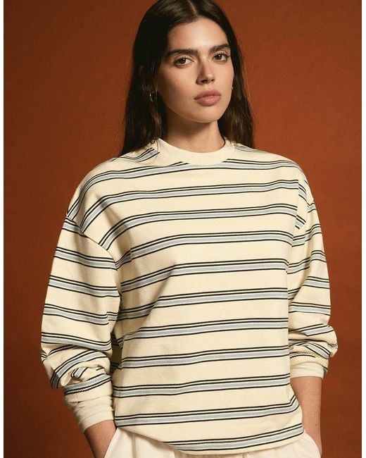 Bershka Brown Printed Round Neck Jumper