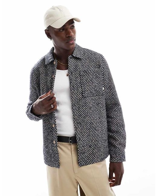 Farah Gray Davies Chevron Overshirt for men