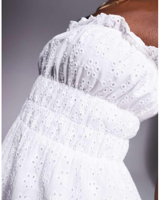 The Frolic Gray Exclusive Tiered Bandeau Broderie Mini Dress