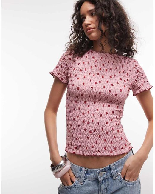 Daisy Street Shirred Short Sleeve Top