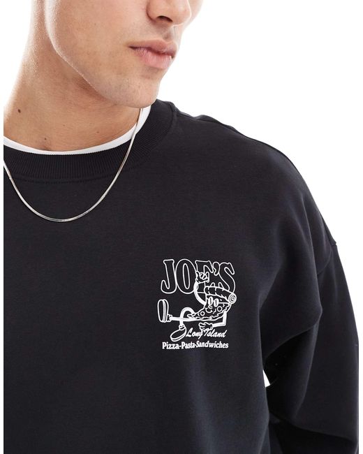 Only & Sons Gray Oversized Sweat With Pizza Back Print for men